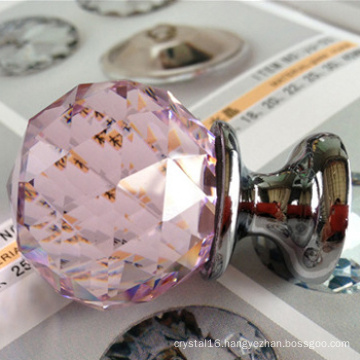 Pink glass crystal ball handle push pull knobs wholesale